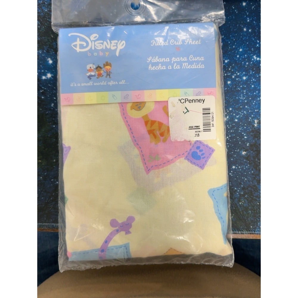 Disney Baby Its a Small World Fitted Crib Sheet Safari Lion Giraffe Vintage NEW